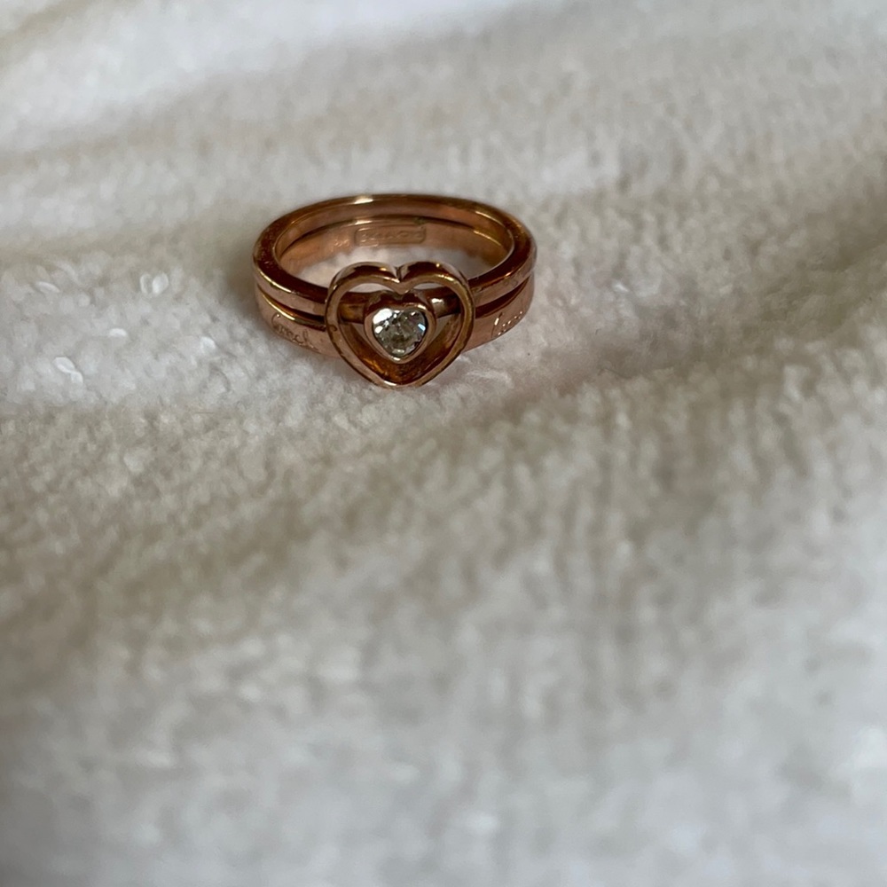 Coach rose gold double ring set